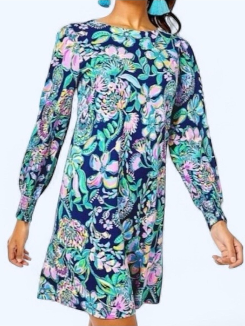Lilly Pulitzer Navy - She’s Got Sol - Floral Long-Sleeve Dress - XXL - EUC